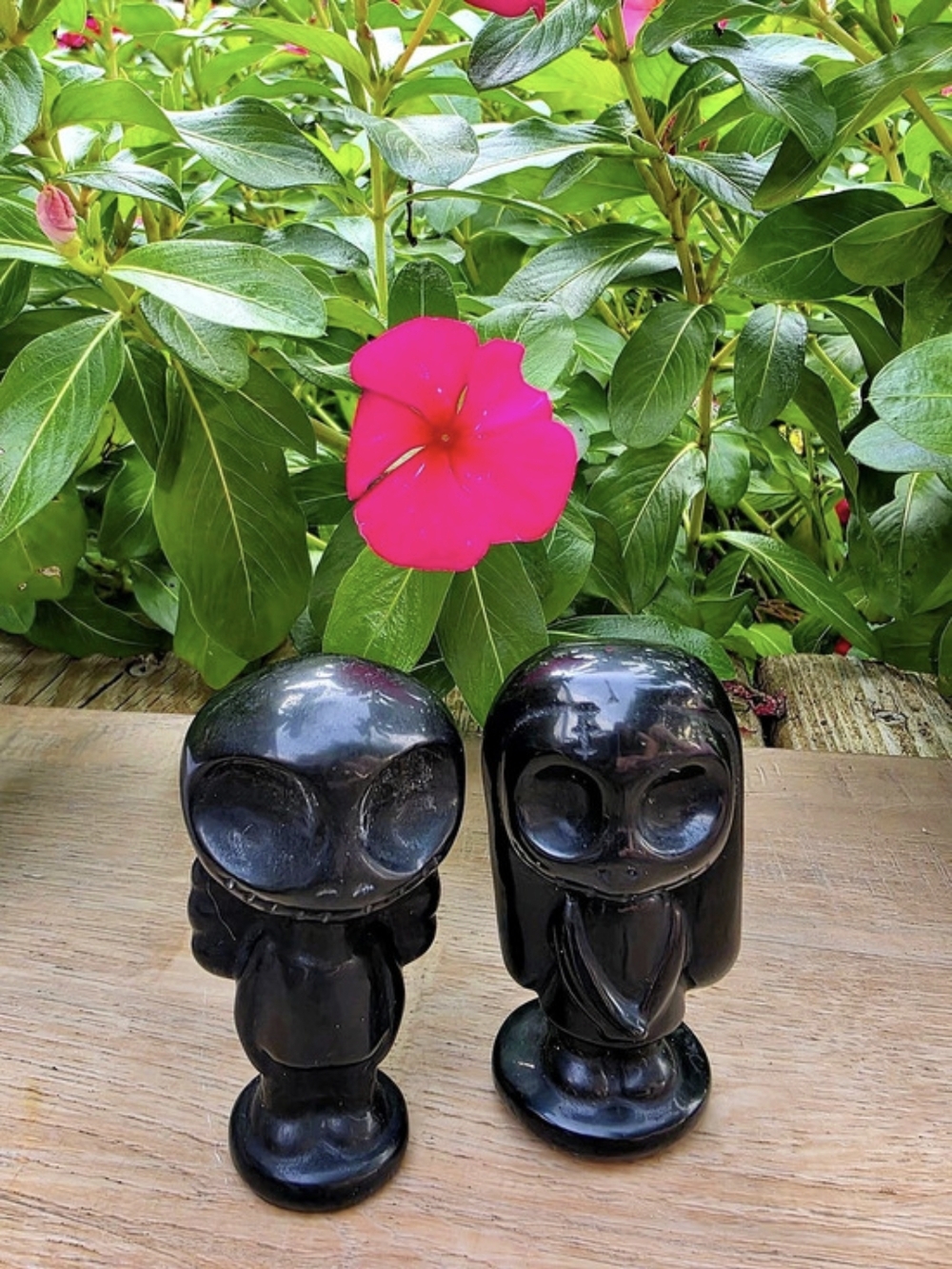Jack Skellington & Sally Black Obsidian Crystal Figurines